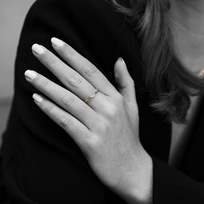 Studio Peak ring i forgylt sølv, justerbar, 1,5 mm, bilde 2 av 3