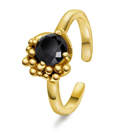 Shapes Halo ring i forgylt 925 sølv med sort zirkonia 10 mm, bilde 1 av 4