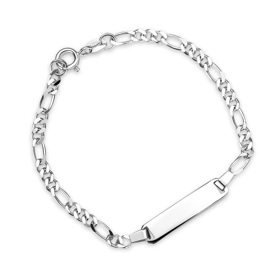Id-armbånd i rhodinert sølv 925, figaro 14,5 cm, bilde 1 av 2