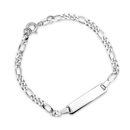 Id-armbånd i rhodinert sølv 925, figaro 14,5 cm, bilde 1 av 2