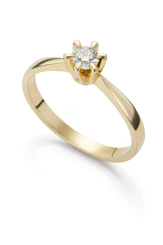 Svolder ring i 585 gull med laboratoriedyrket diamant 0,40 ct, 6 klør, bilde 1 av 2