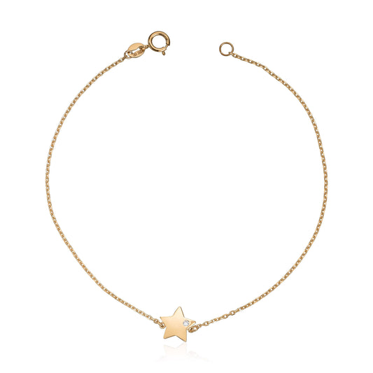 Armbånd med stjerne og synt CZ 14K gult gull Artikkelnr: 17057 - Bjerveur.noArmbånd med stjerne og synt CZ 14K gult gull Artikkelnr: 17057