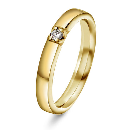 Beta ring i 14 karat gult gull med diamant 0,05 ct, 3,4 mm, bilde 1 av 4
