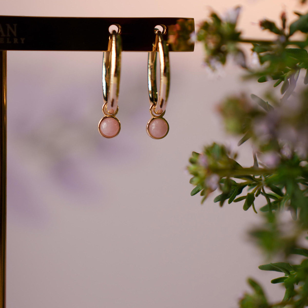 Kjærlighet øreringer i sølv med rosa opal, nr. 48101, bilde 3