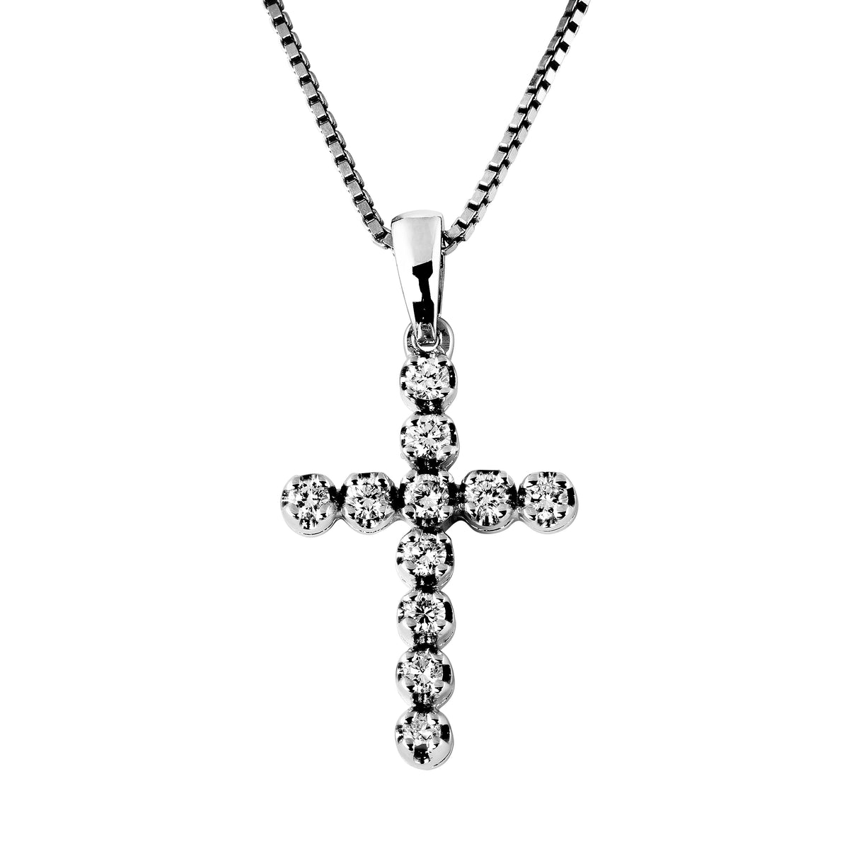 Carmen anheng i 585 hvitt gull med diamant, kors 0,5 ct GTW/SI