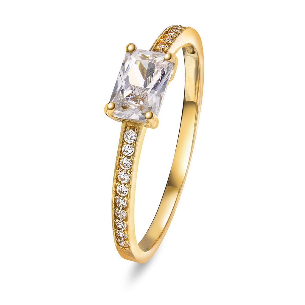 Ring i 585 gult gull med zirkonia, bredde 4,4 mm, bilde 1 av 2
