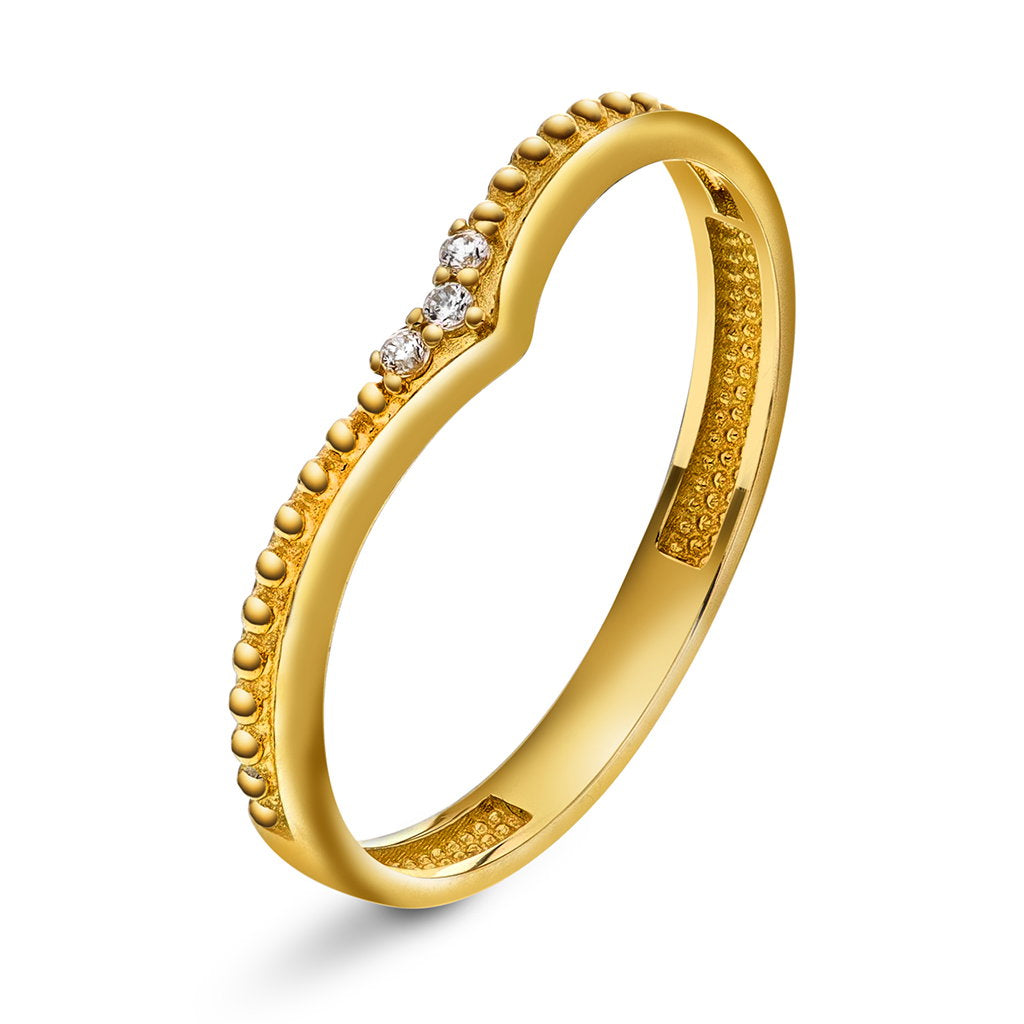 Ring i 14 karat gult gull med zirkonia 3 mm, bilde 1 av 2