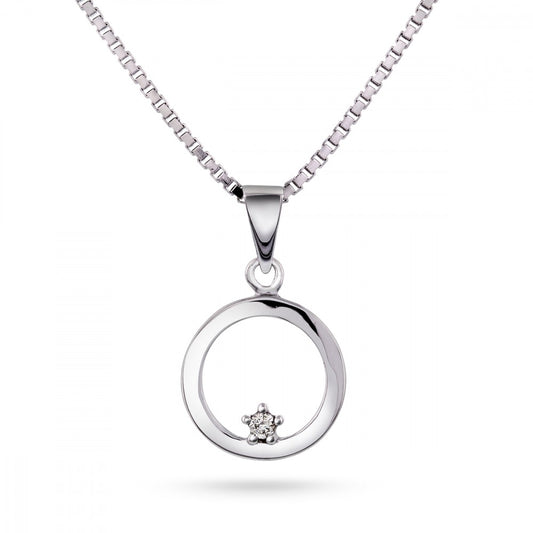 Sirkelanheng til dame i hvitt gull med diamant 0,02 ct