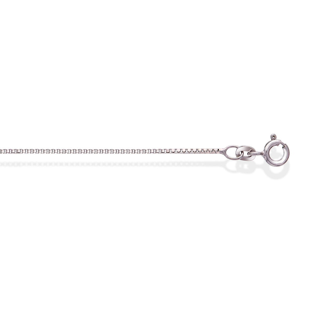 Veneziansk halskjede i 585 hvitt gull 1 mm, 45 cm