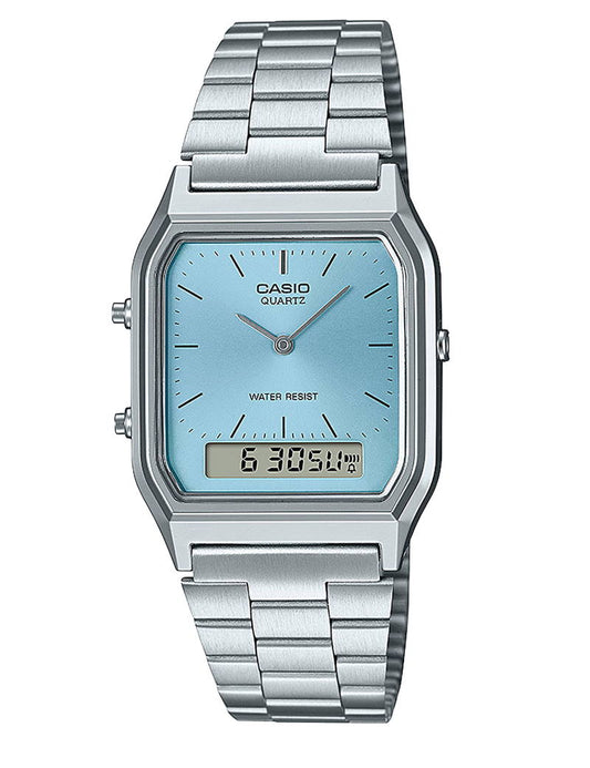 Casio Vintage AQ-230A-2A1MQYES dameklokke i stål - Ana-digi