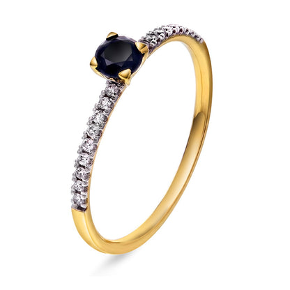 Ring i 585 gull med onyx og diamanter, 4 mm bred, bilde 1 av 2
