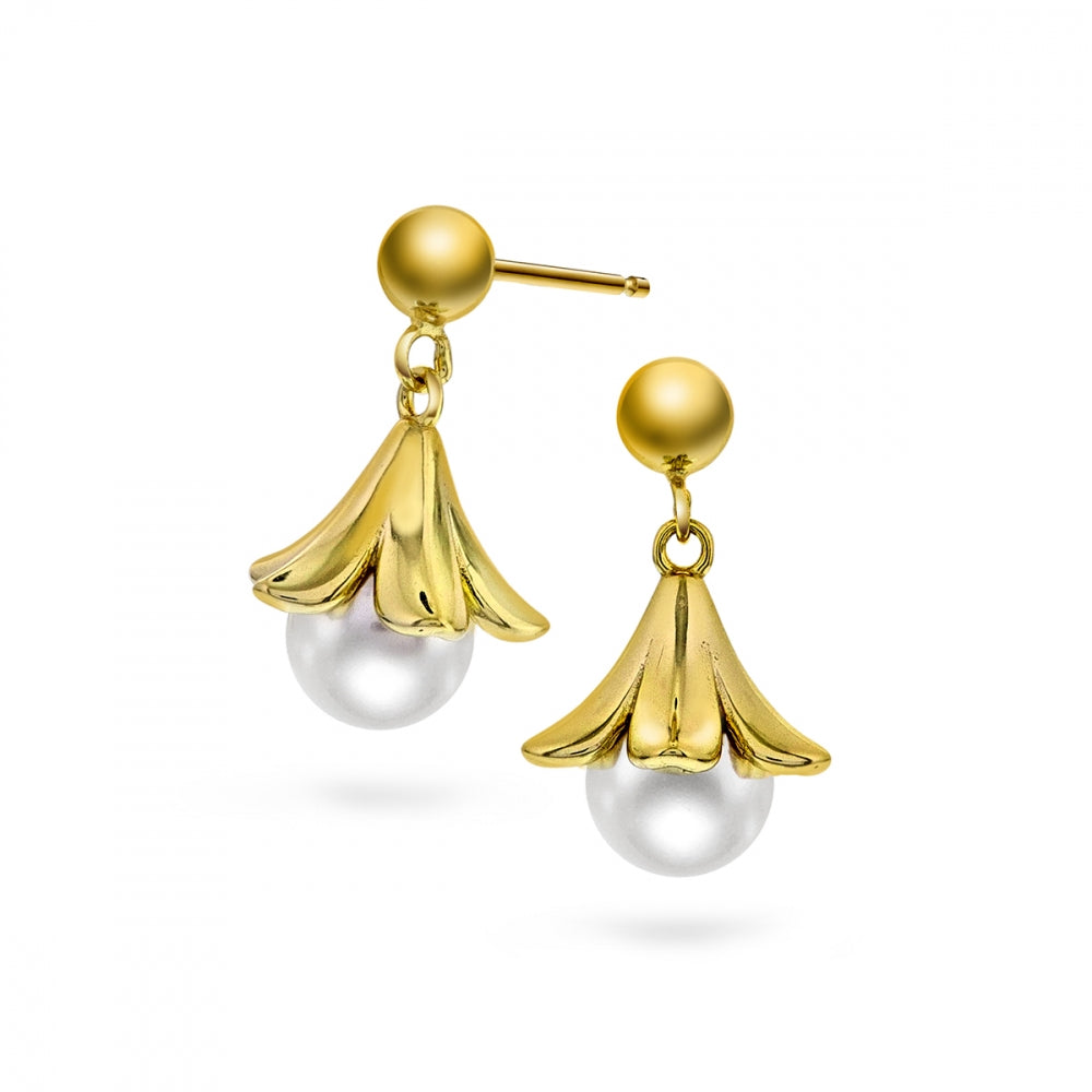 Øredobber i forgylt sølv med perlemor høyde 17 mm, bilde 1 av 2