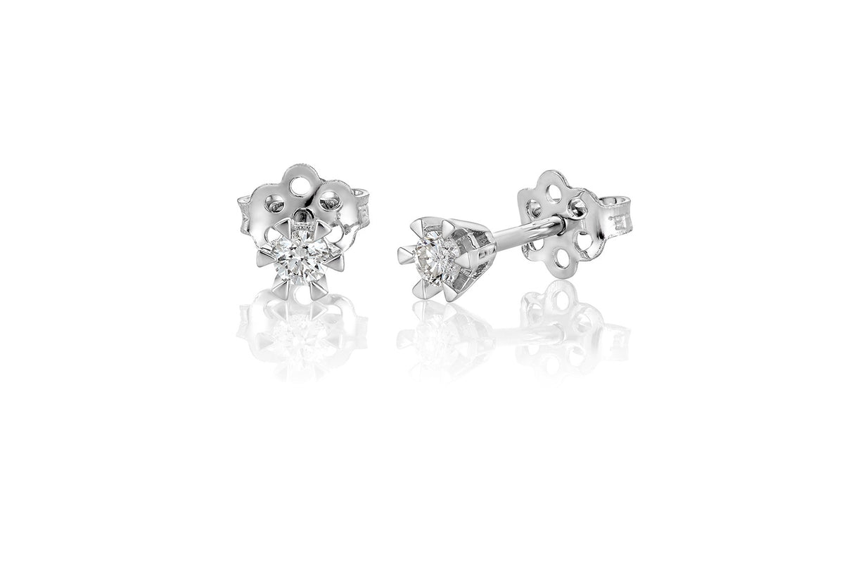 Svolder øredobber i 585 gull med diamant 0,20 ct, SI, bilde 1 av 2