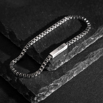 Armbånd i børstet stål 4,5 mm, 22 cm, bilde 4 av 5
