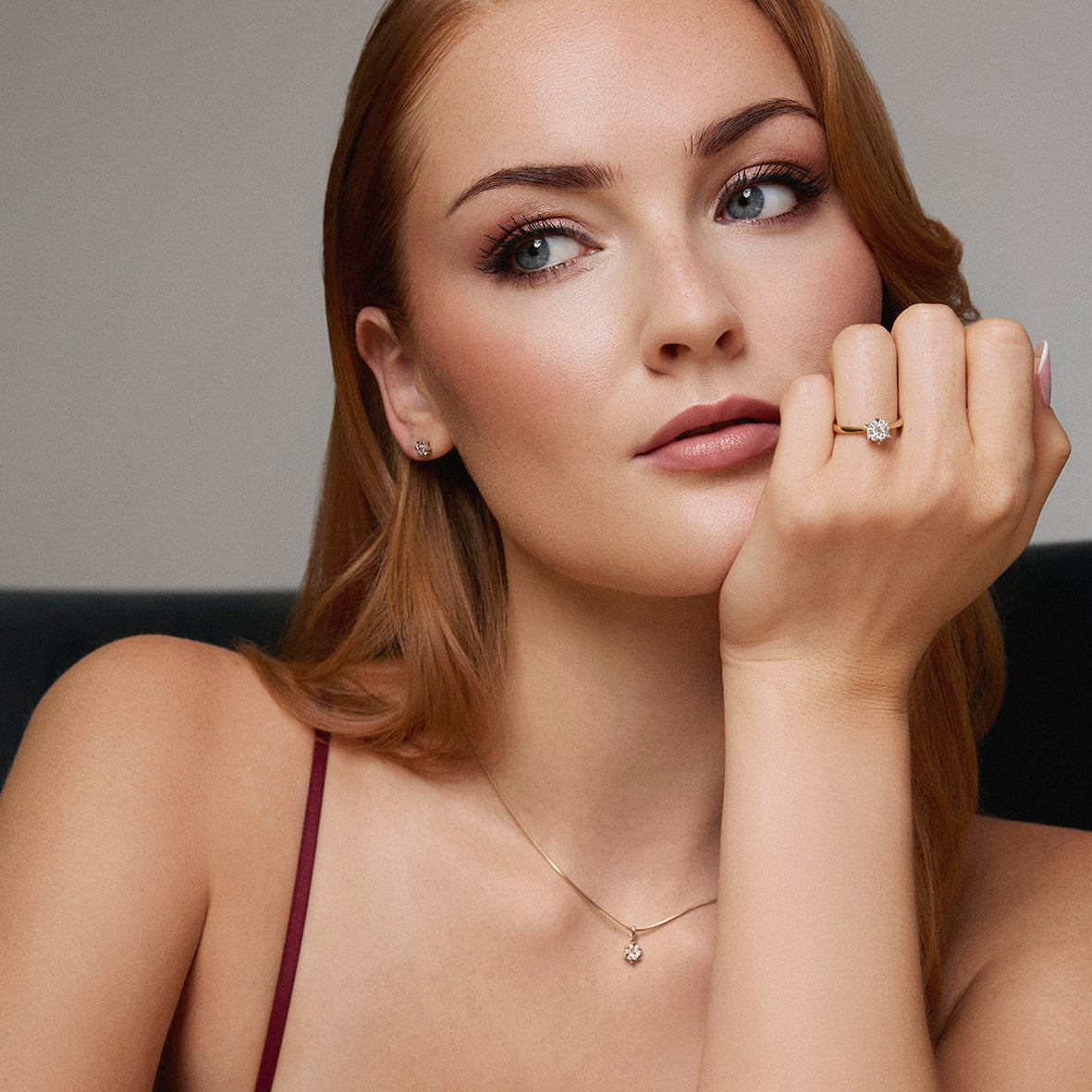 Illusjon anheng i gult gull med diamant 0,15 ct, bilde 3 av 4