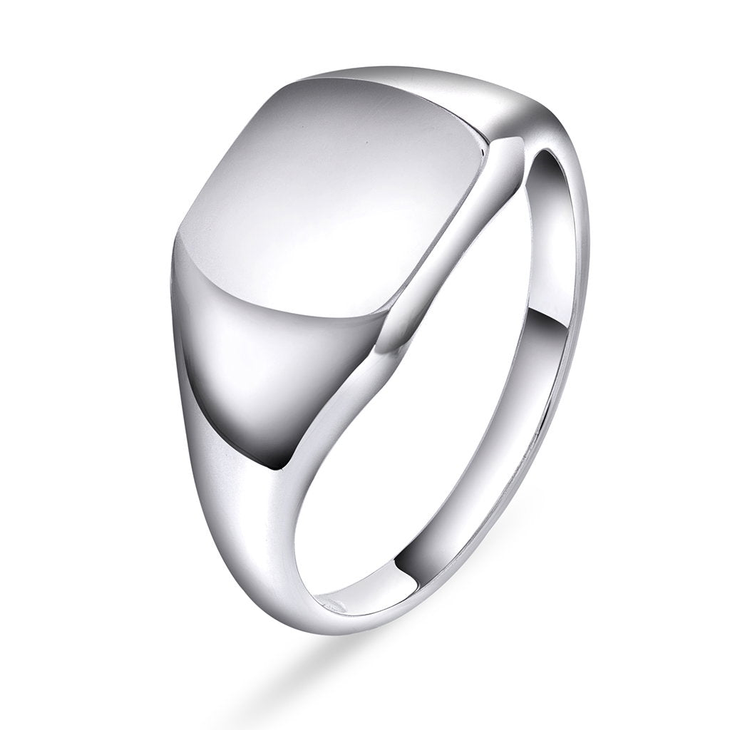 Ring i rhodinert 925 sølv, signetring medium 11 mm