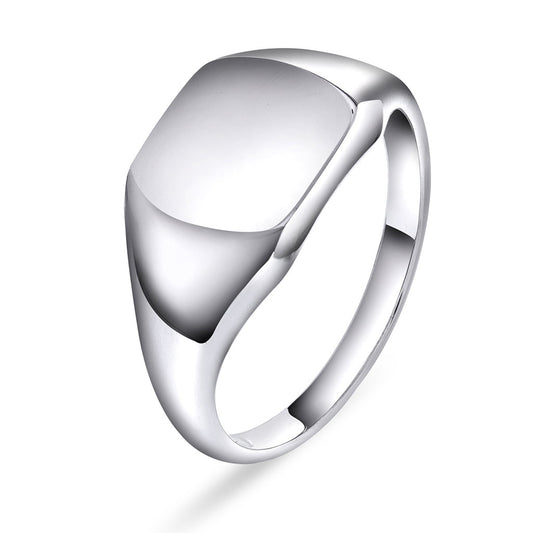 Ring i rhodinert 925 sølv, signetring medium 11 mm