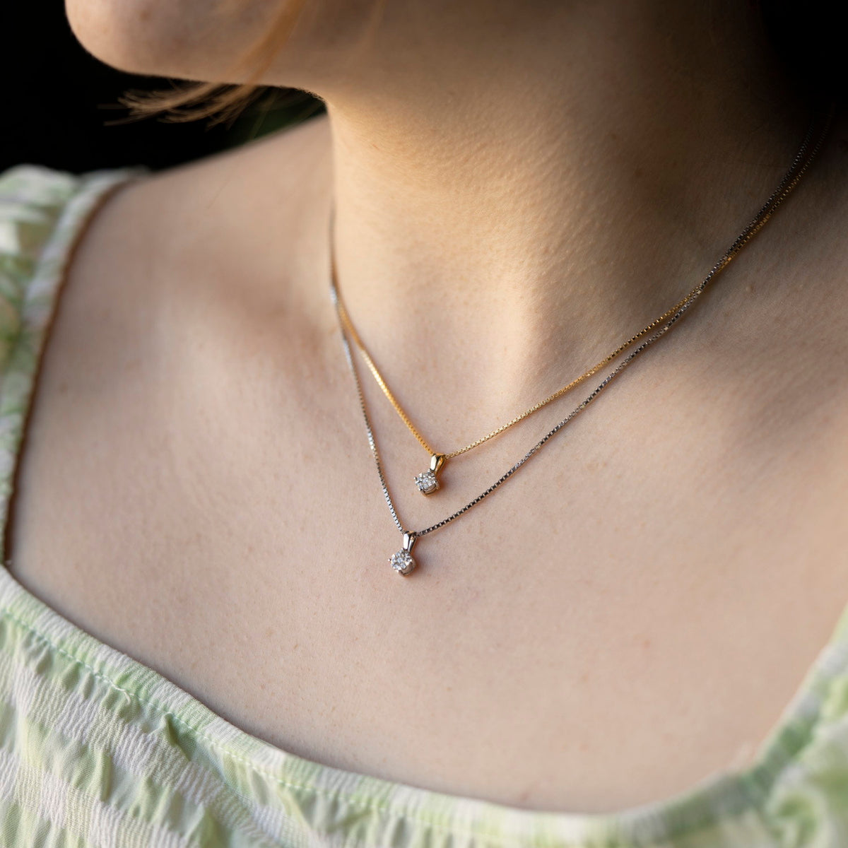 Smykke i 585 gult gull med diamanter 0,12 ct, 45 cm, bilde 4 av 4