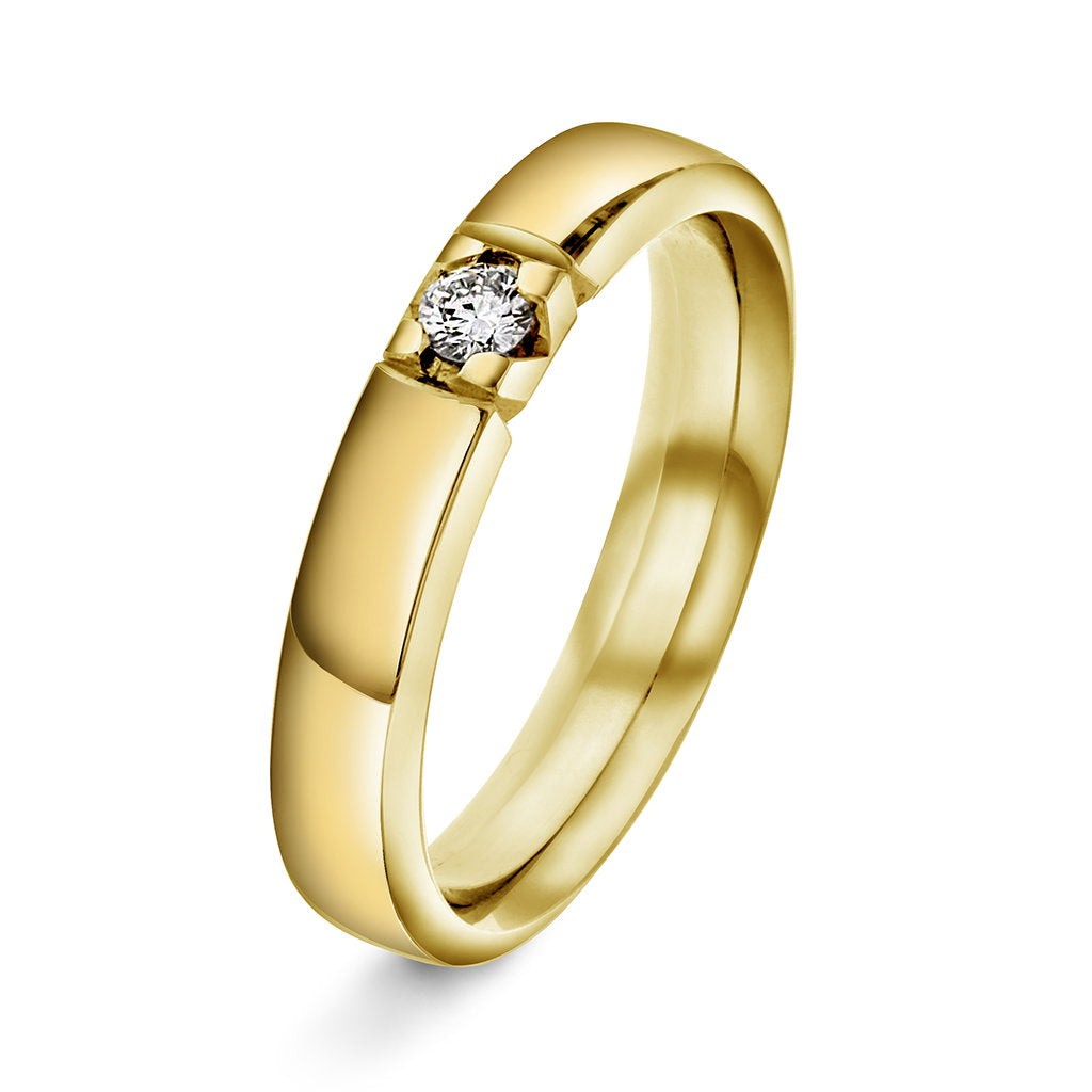 Beta alliansering i gult gull med diamant 0,10 ct, bilde 1 av 3