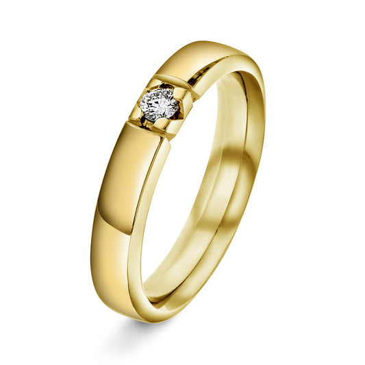 Beta alliansering i gult gull med diamant 0,10 ct, bilde 1 av 3
