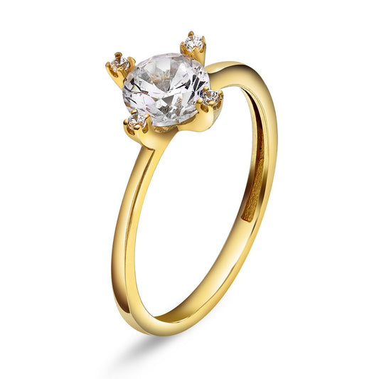 Ring i 585 gult gull med zirkonia, 1,8 mm bred, bilde 1 av 3