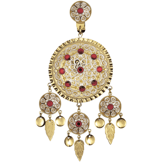 Dalar liten med raud stein, forgylt/kvit 311507 - Bjerveur.noDalar liten med raud stein, forgylt/kvit 311507