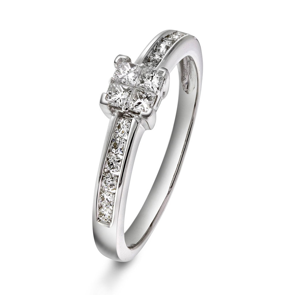 Ring i hvitt gull med diamant 0,33 ct, bredde 5 mm, bilde 1 av 3
