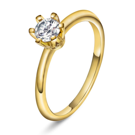 Vida enstens ring i 585 gult gull med diamant 0,50 ct, bilde 1 av 3