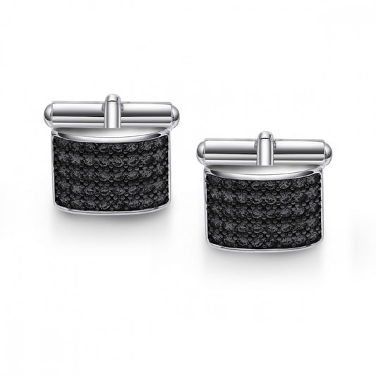 Mansjettknapper i sølv med sort zirkonia 12x15 mm, bilde 1 av 3