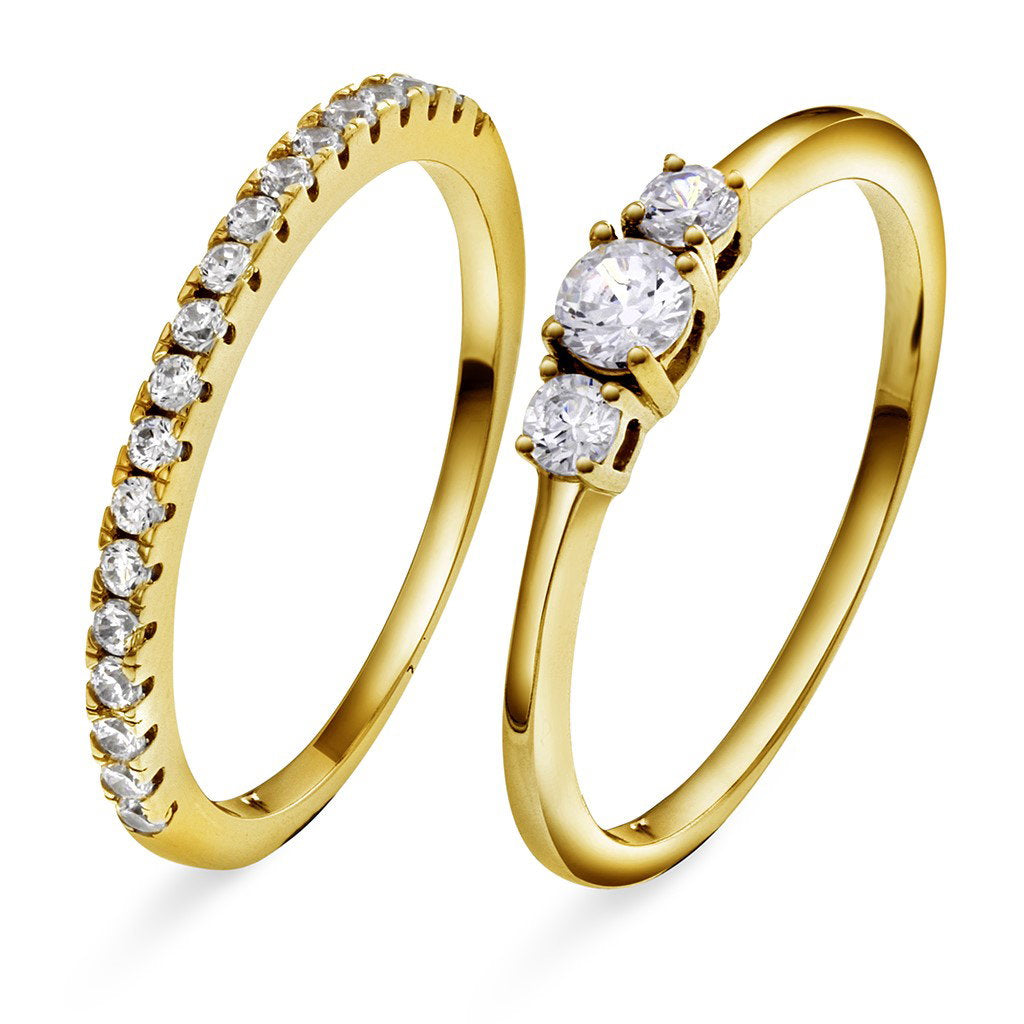 Ring i 925 sølv med zirkonia, 2-i-1, bredde 5 mm, bilde 1 av 6