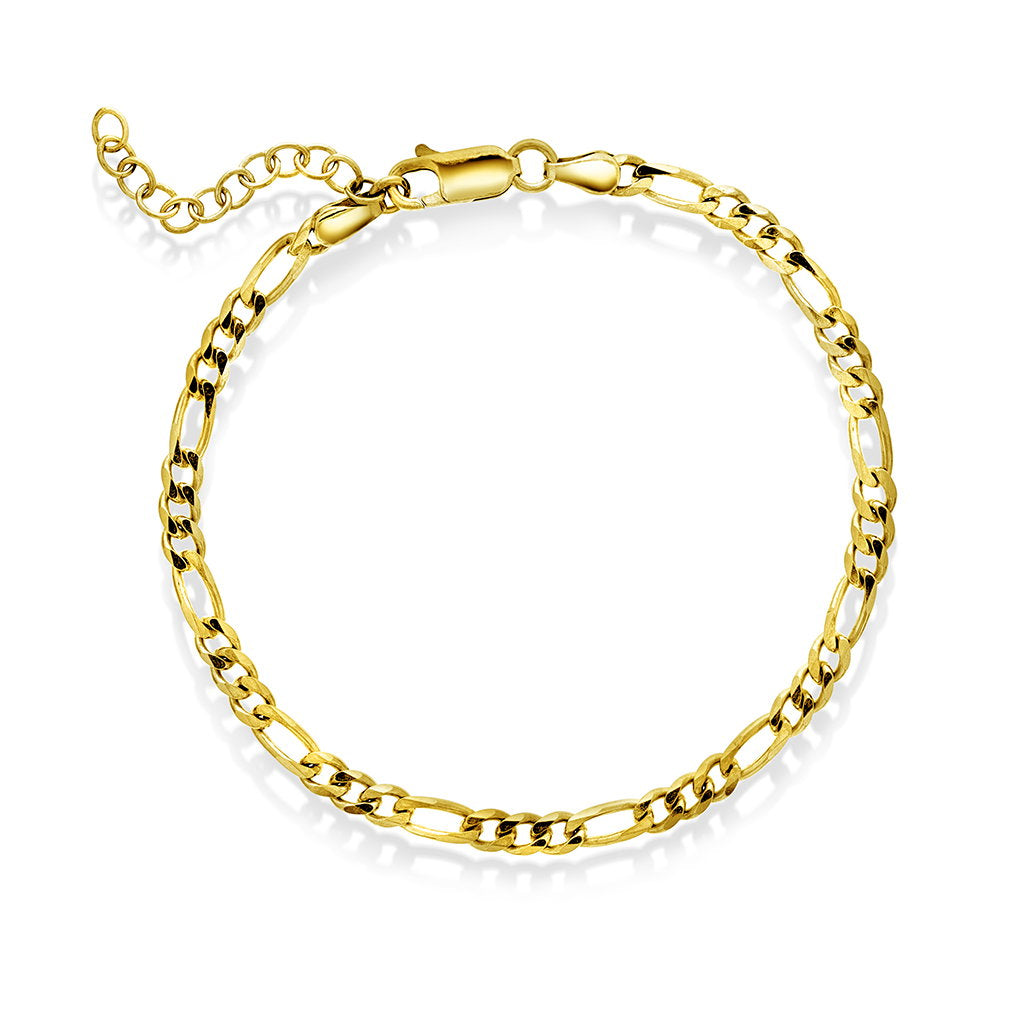 Figaro armbånd i forgylt sølv 3,5 mm, 16+3 cm