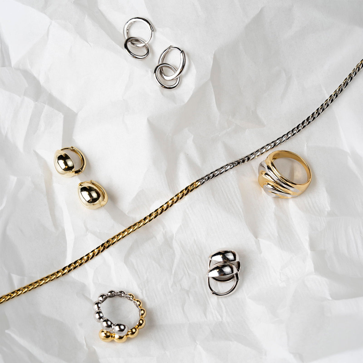 Studio Axis ring i 925 sølv, tofarget med kuler, 3,9 mm, bilde 5 av 5