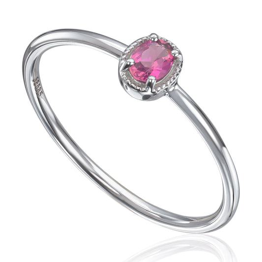 Ring i 14K hvitt gull med rosa turmalin Artikkelnr: 57578 - Bjerveur.noRing i 14K hvitt gull med rosa turmalin Artikkelnr: 57578