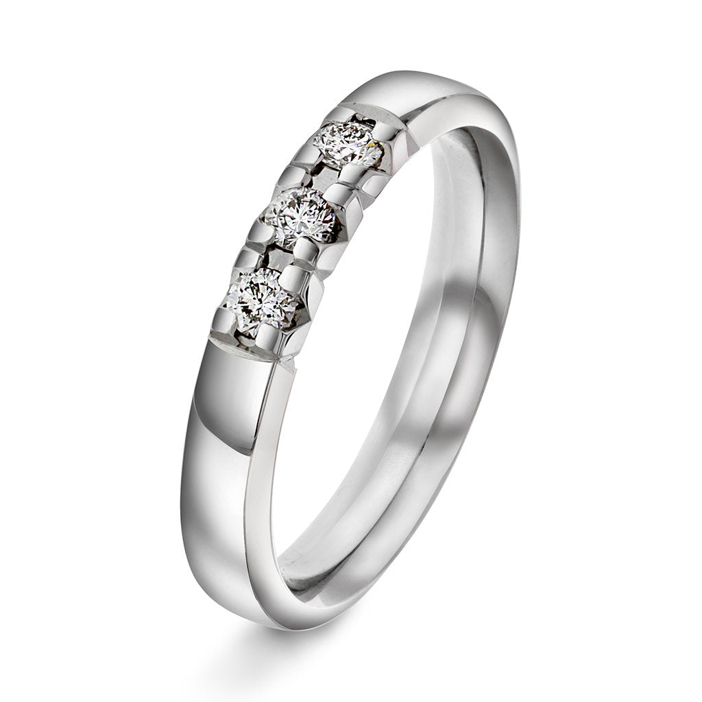 Beta ring i rhodinert 14 karat hvitt gull med diamant 0,21 ct TWSI, bilde 1 av 3