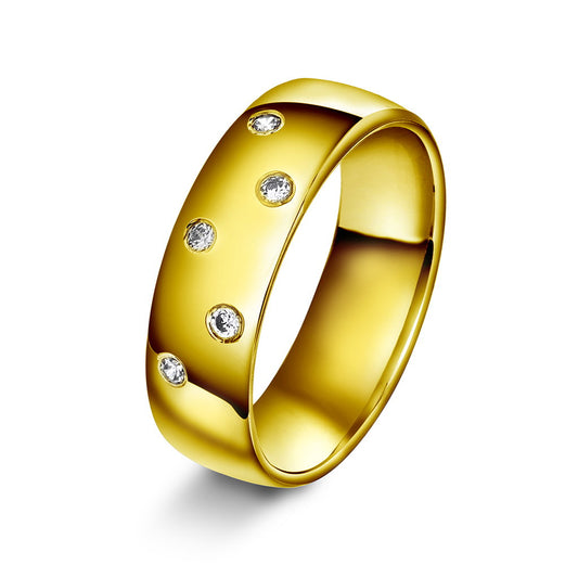 Forever giftering i 585 gull med diamant 0,10 ct, innvendig buet, 6 mm, bilde 1 av 3