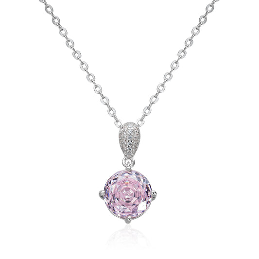 Anheng i rhodinert sølv med rosa zirkonia, 9,2 mm