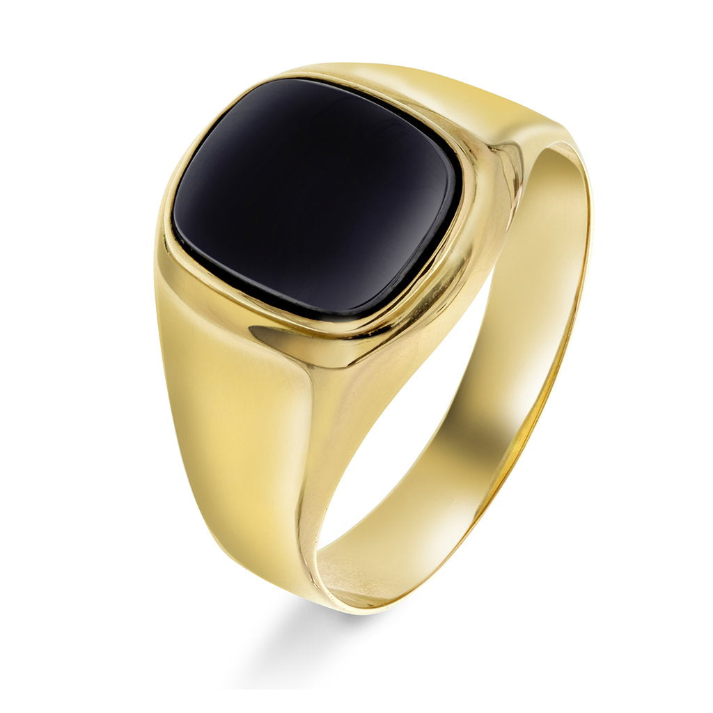 Ring i 14 karat gult gull med hematitt 14,5 mm, bilde 1 av 4