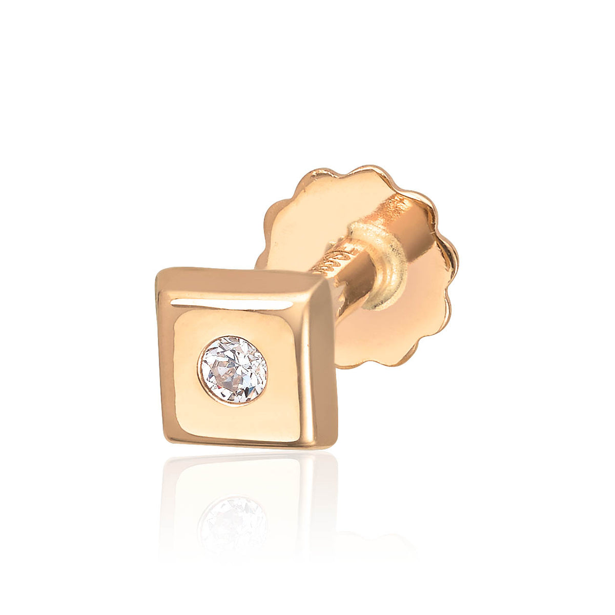 Carmen piercing i 585 gult gull med zirkonia, Square 3,5 mm