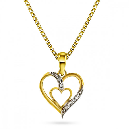 Gullhjerte anheng til dame i gult gull med diamant 0,02 ct, bredde 11 mm, nr. 52878
