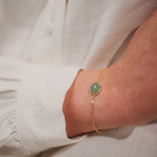 Serenity Beam aventurin armbånd til dame i forgylt 925 sølv, 10 mm, 16 cm, bilde 2 av 4
