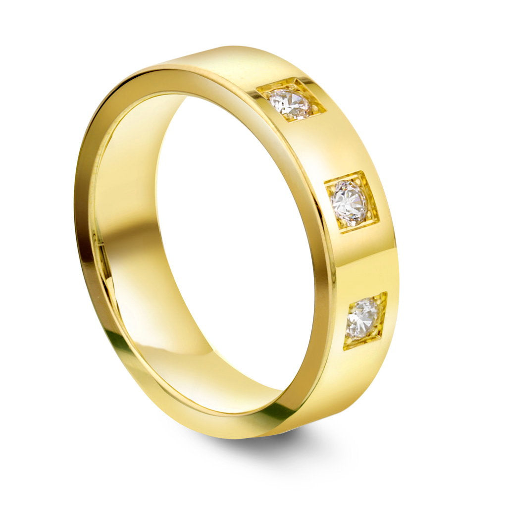 Moments giftering i gult gull med diamanter, glatt 5 mm