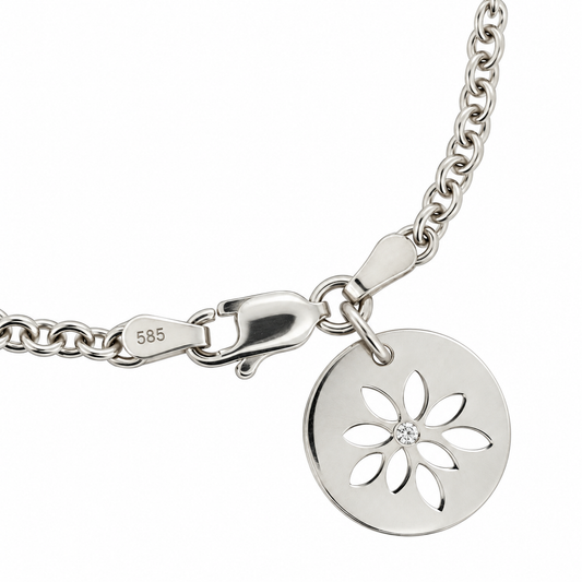 Visholm Design Lene armbånd i 585 hvitt gull med diamant 0,02 ct, 32 mm, 19 cm