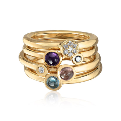Visholm Design ring i 585 gult gull med diamant og ametyst, bilde 2 av 2