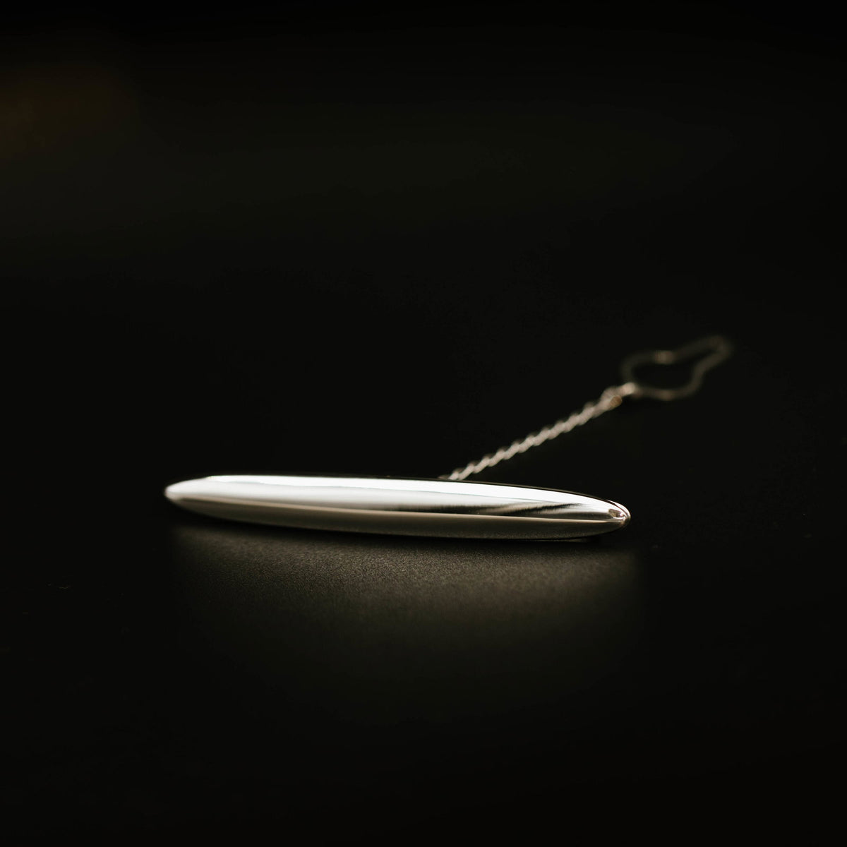 Slipsnål i 14 karat hvitt gull, oval 7,5 x 6,5 mm, bilde 3 av 4