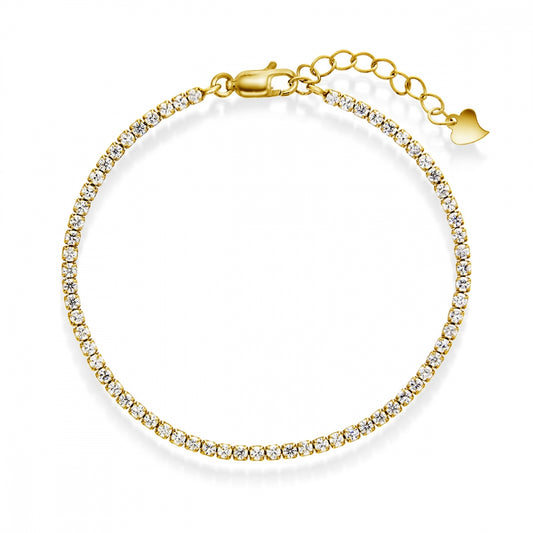 Tennisarmbånd til dame i forgylt sølv med zirkonia, 17 cm, nr. 62234, bilde 1 av 2