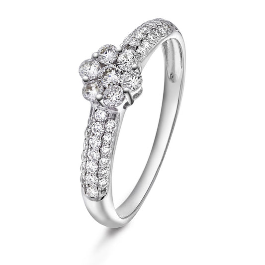 Ring i hvitt gull med diamant 0,50 ct, blomsterrosett, bilde 1 av 2