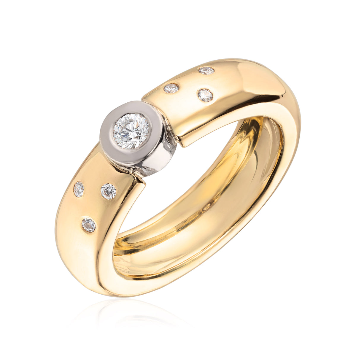 Visholm Design ring i 585 tofarget gull med diamant 0,18 ct, 5,5 mm