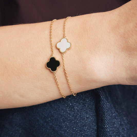 Kløverarmbånd i sølv med perlemor, nr. 992384