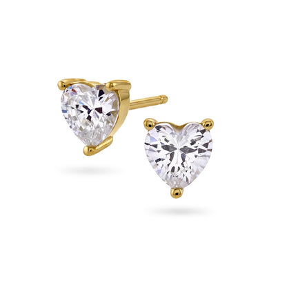 Glam øredobber i forgylt sølv med zirkonia, 7 x 7 mm, bilde 1 av 5