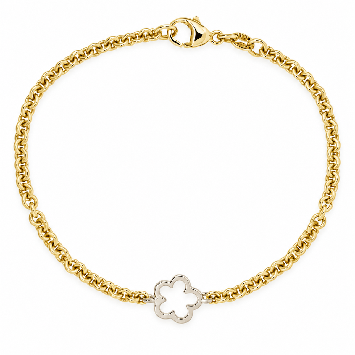 Visholm Design armbånd i 585 gull med blomst, 19 cm